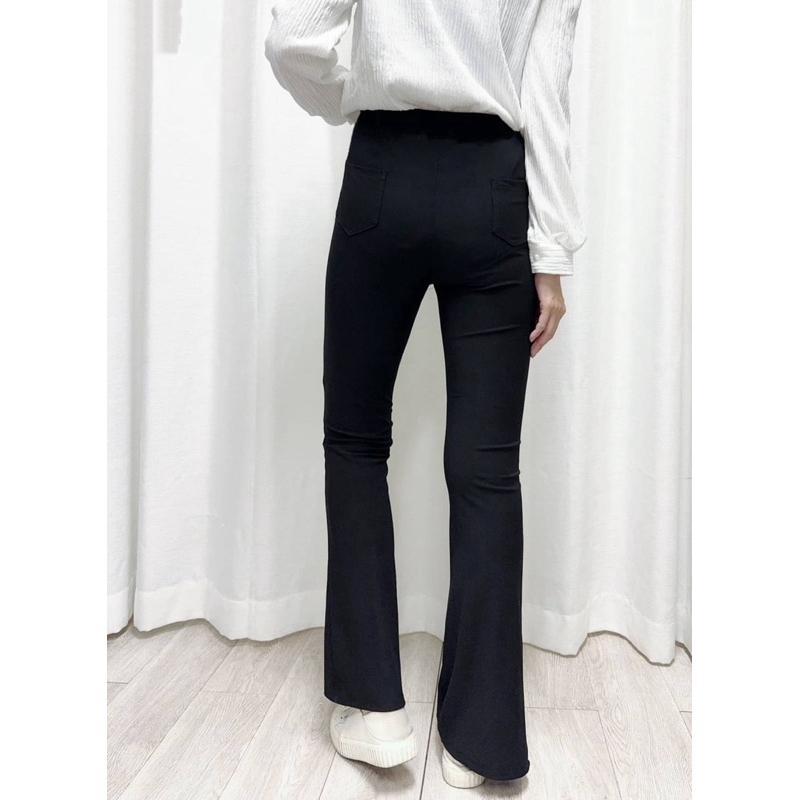 《MIKA米卡服飾》喇叭褲 工作褲 開衩褲 收腹褲 彈力褲 黑色長褲 顯瘦褲 學生褲 上班褲 女裝-細節圖4