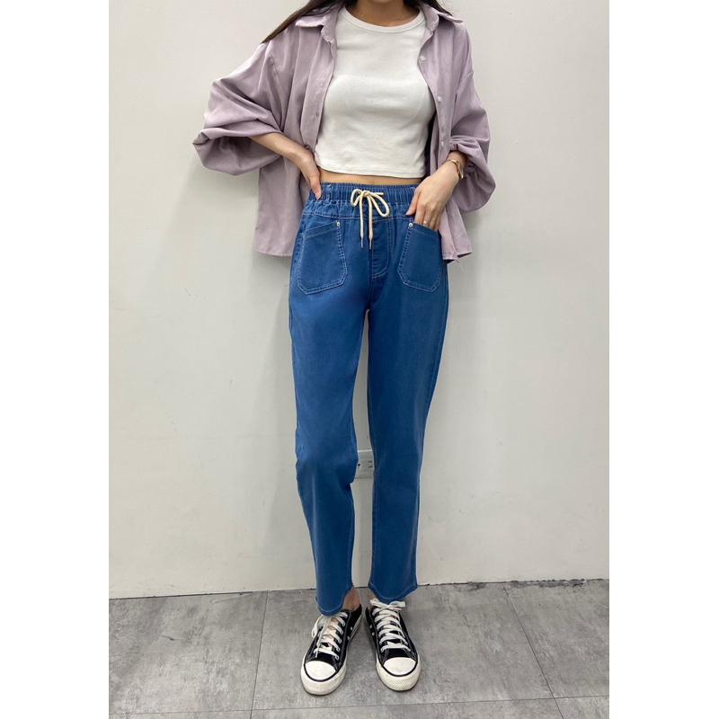 《MIKA米卡服飾》牛仔褲 哈倫牛仔褲 牛仔哈倫褲 彈力牛仔褲 丹寧褲 工作褲 哈倫褲 老爺褲 男友褲 薄牛仔 女裝-細節圖3