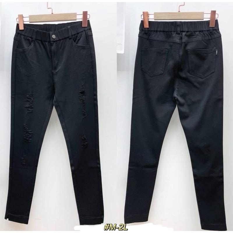 《MIKA米卡服飾》開釦拉鍊割破黑長褲 激瘦破褲 窄管褲 鉛筆褲 黑褲 合身褲 刷破褲 開釦拉鍊褲 抓破 破褲 快速出貨-細節圖7