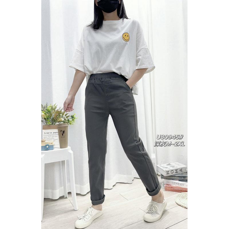 《MIKA米卡服飾》皮標彈力褲 休閒褲 工作褲 黑長褲 長褲 黑褲 女裝-細節圖4