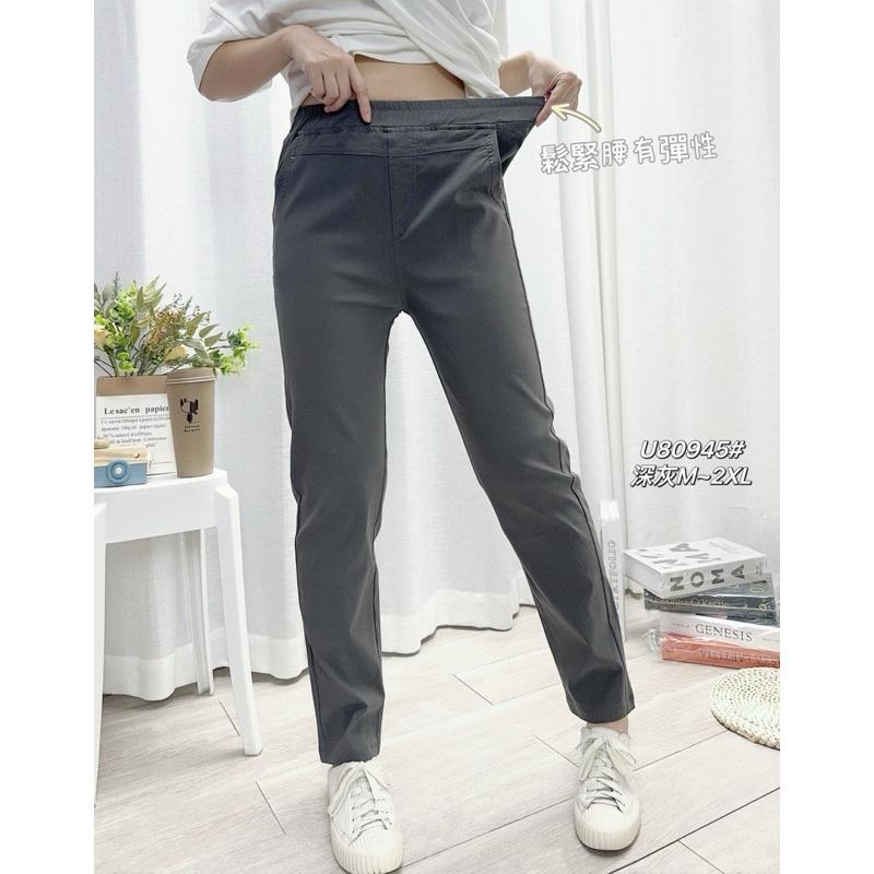 《MIKA米卡服飾》皮標彈力褲 休閒褲 工作褲 黑長褲 長褲 黑褲 女裝-細節圖5