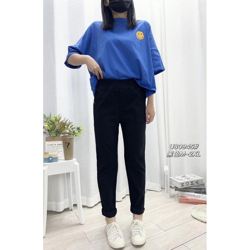 《MIKA米卡服飾》皮標彈力褲 休閒褲 工作褲 黑長褲 長褲 黑褲 女裝-細節圖7