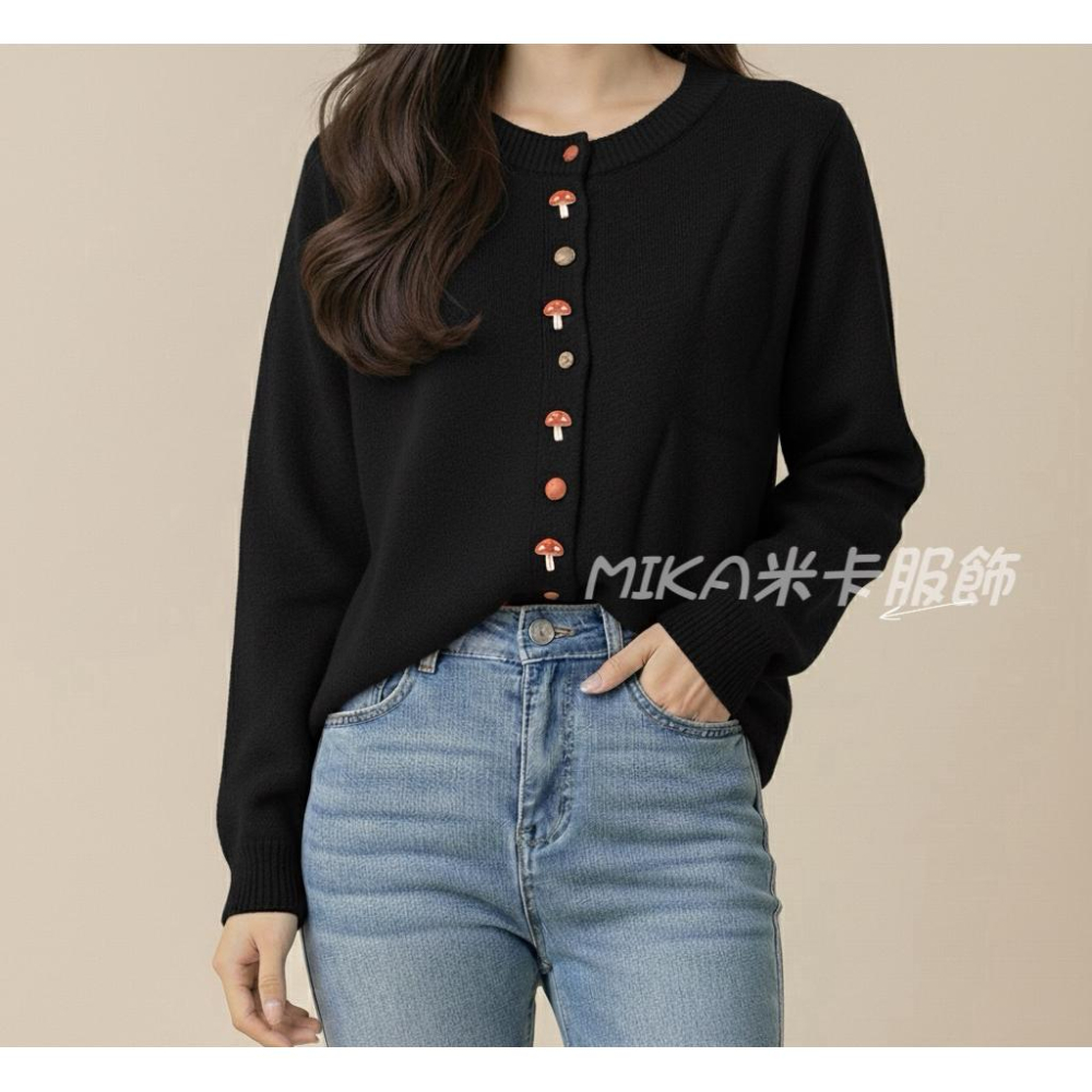 《MIKA米卡服飾》蘑菇彩釦針織開衫 針織外套 針織毛衣 針織上衣 長袖上衣 針織衫 針織 毛衣 小香風外套 外套 女裝-細節圖4