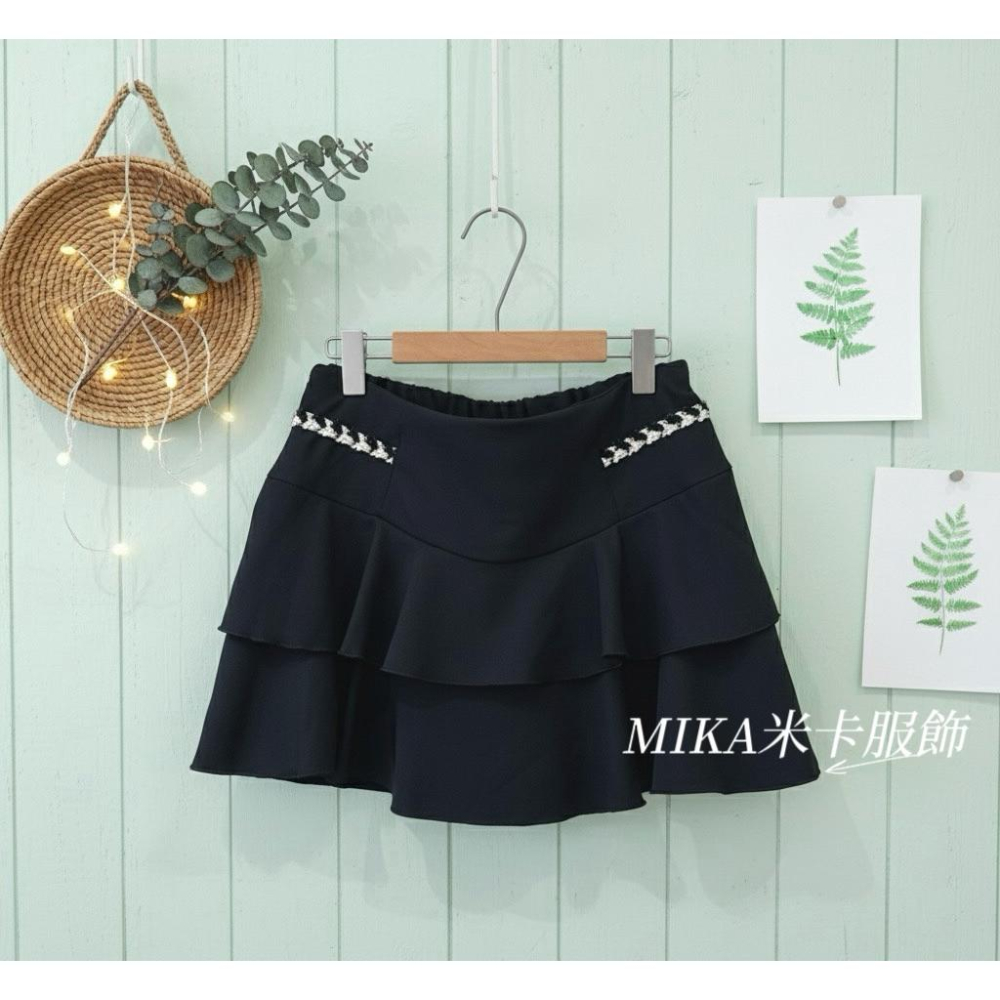 《MIKA米卡服飾》現貨 蛋糕裙 韓版褲裙 蛋糕褲裙 褲裙 裙褲 短裙 顯瘦褲裙 彈力褲裙 黑色褲裙 黑裙 短褲裙 女裝-細節圖5
