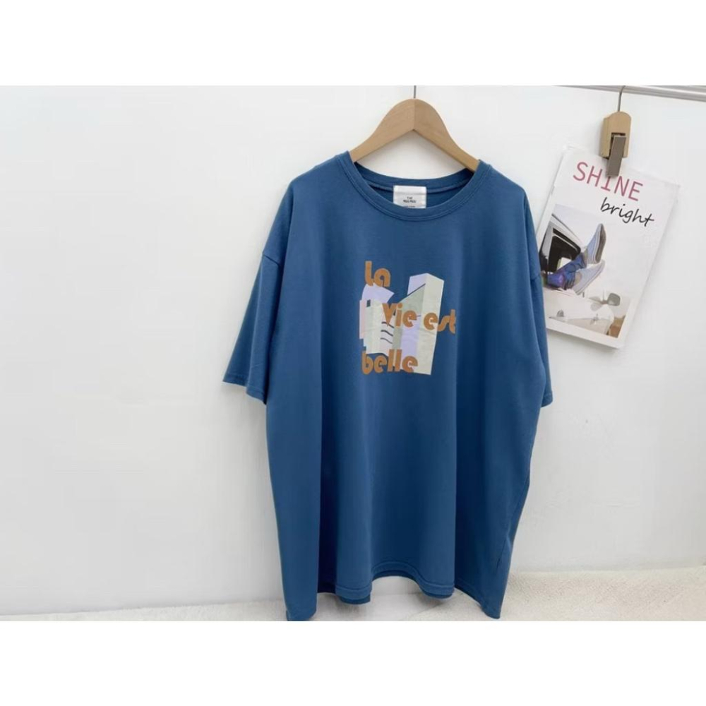 《MIKA米卡服飾》現貨 幾何圖T 長版T 韓版棉T 寬鬆舒服 短袖T恤 短袖上衣 短袖棉T 棉T 長版棉T 女裝 夏季-細節圖7