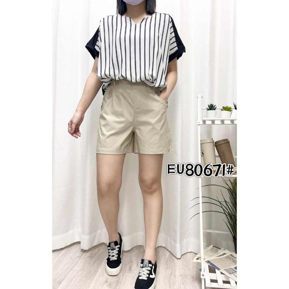 《MIKA米卡服飾》涼感短褲 涼感褲 671 黑色短褲 冰涼褲 短褲 休閒短褲 運動短褲 素面短褲 -5度 彈力短褲-細節圖3