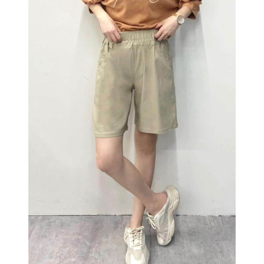 《MIKA米卡服飾》現貨 涼感短褲 五分褲 短褲 869 涼感褲 冰涼褲 工作褲 彈力褲 黑褲 鬆緊腰 口袋 女裝-細節圖2