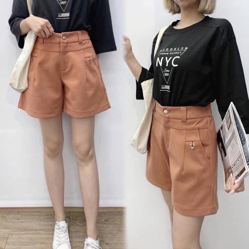 《MIKA米卡服飾》拉鍊毛呢短褲 顯瘦短褲 A字短褲 毛呢短褲 拉鍊短褲 開釦短褲 上班褲 休閒褲 短褲 9293-細節圖4