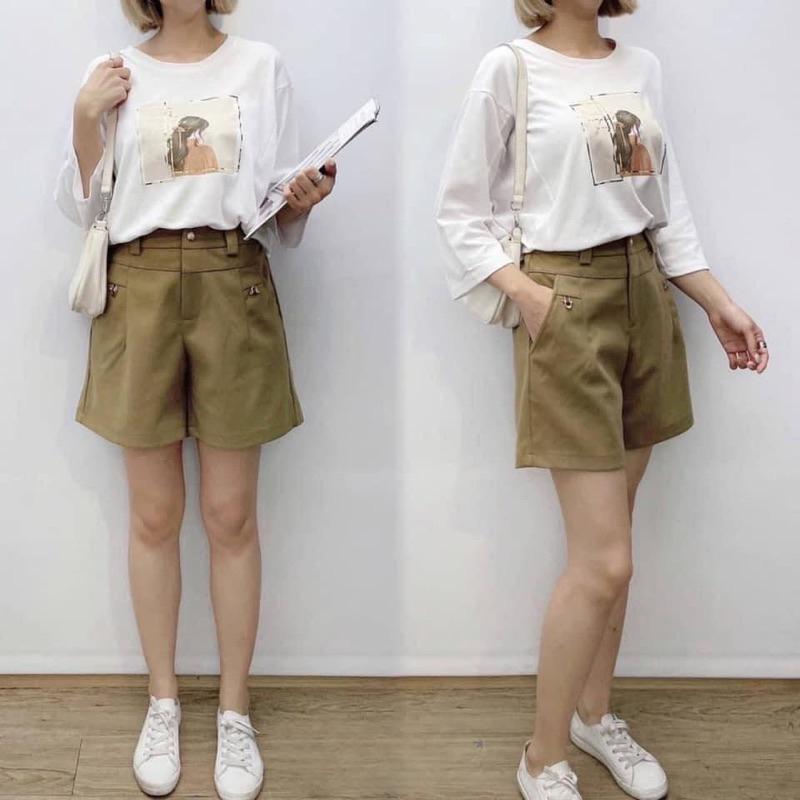 《MIKA米卡服飾》拉鍊毛呢短褲 顯瘦短褲 A字短褲 毛呢短褲 拉鍊短褲 開釦短褲 上班褲 休閒褲 短褲 9293-細節圖5