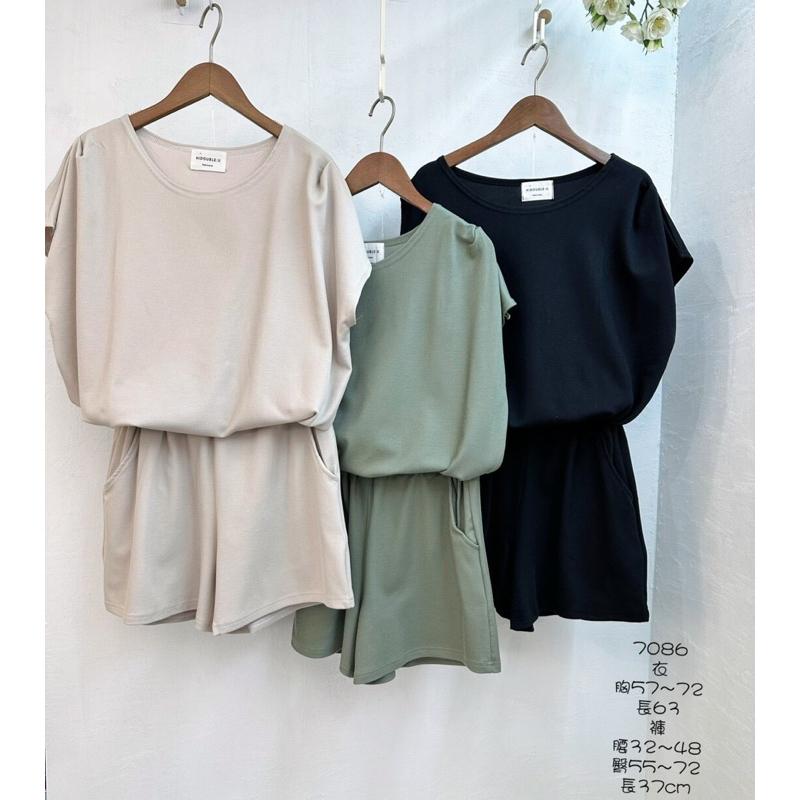 《MIKA米卡服飾》隔日到貨 韓版休閒套裝 素面套裝 素色兩件套裝 棉質套裝 涼感套裝  簡約修身 專櫃套裝 女裝-細節圖7