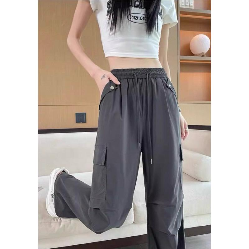 《MIKA米卡服飾》隔日到貨 工裝褲 涼感褲 休閒褲 運動褲 工作褲 休閒工裝褲 顯瘦褲 長褲 女裝 黑褲 涼感褲-細節圖4