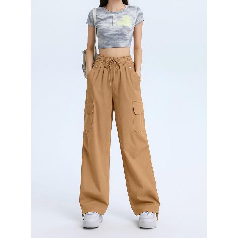 《MIKA米卡服飾》隔日到貨 工裝褲 涼感褲 休閒褲 運動褲 工作褲 休閒工裝褲 顯瘦褲 長褲 女裝 黑褲 涼感褲-細節圖6