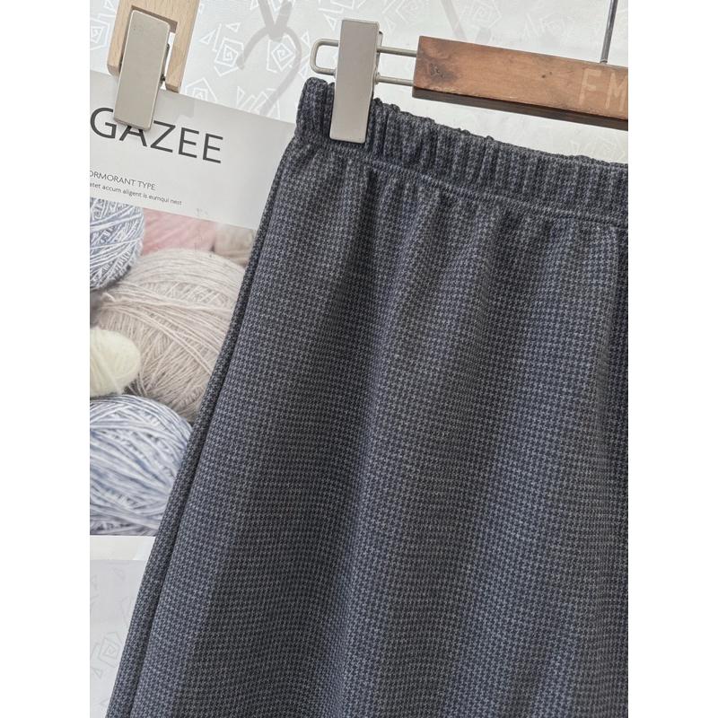 《MIKA米卡服飾》長裙 千鳥格裙 格子裙 裙子 台灣製 A字裙 開衩裙 彈力裙 快速出貨女裝-細節圖4