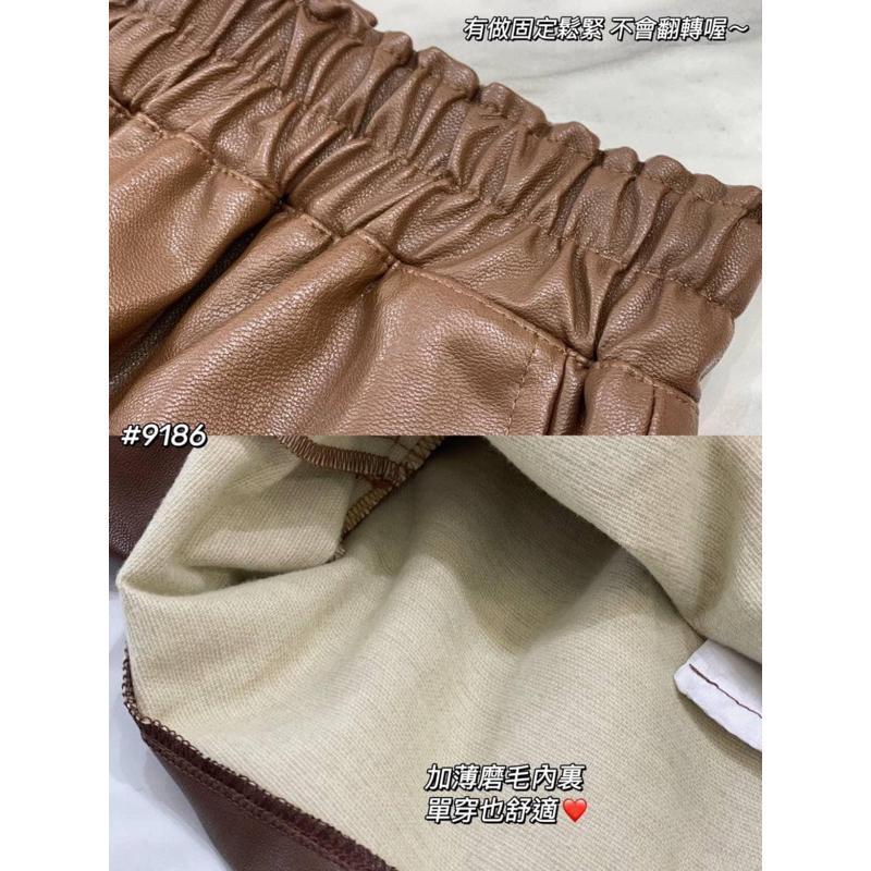 《MIKA米卡服飾》皮短褲 皮褲 顯瘦皮褲 A字皮短褲 彈力短褲 PU皮革 時髦短褲 口袋短褲 休閒短褲 短褲 9186-細節圖8