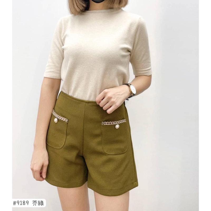 《MIKA米卡服飾》小香風短褲 小香短褲 顯瘦短褲 A字短褲 珠釦小香風短褲 時尚短褲 鬆餅格短褲 上班褲 9189-細節圖3