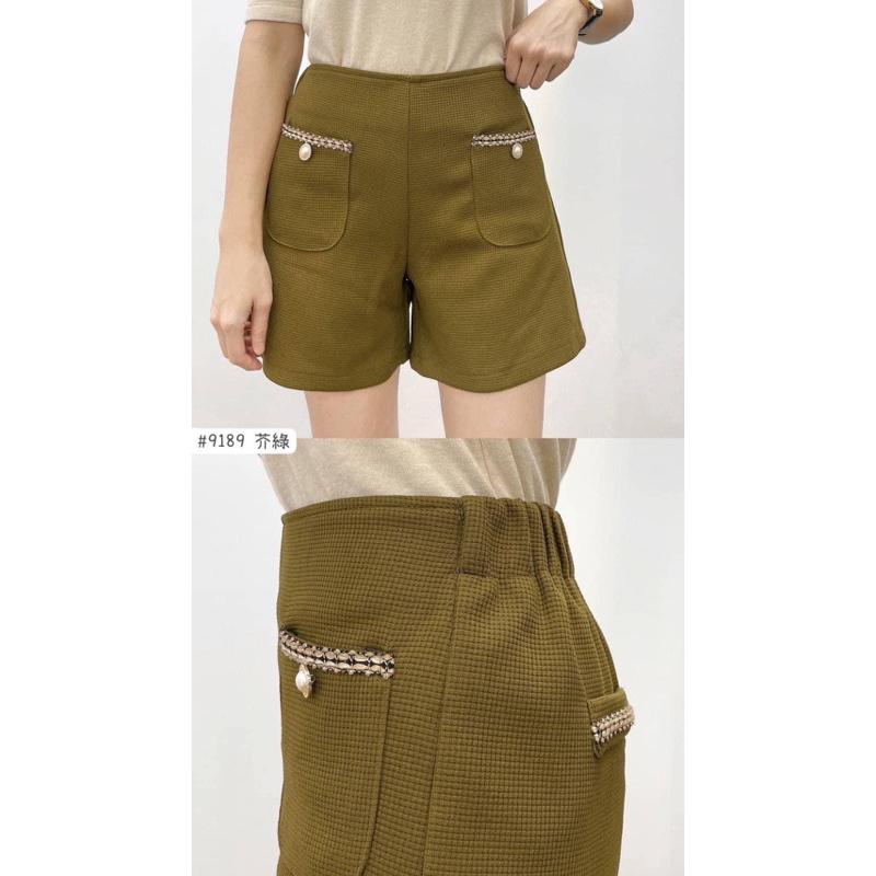 《MIKA米卡服飾》小香風短褲 小香短褲 顯瘦短褲 A字短褲 珠釦小香風短褲 時尚短褲 鬆餅格短褲 上班褲 9189-細節圖4