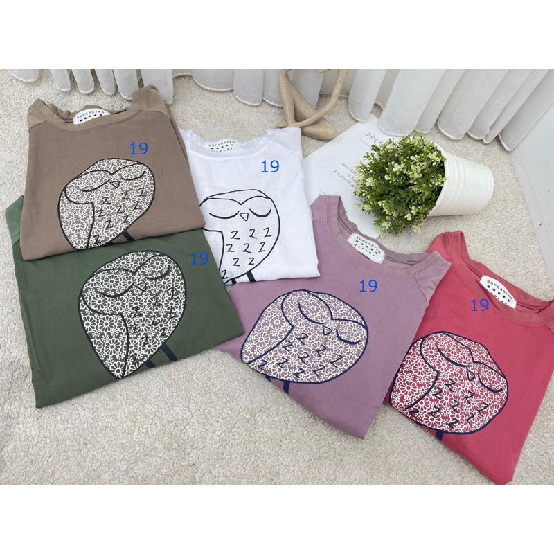 《MIKA米卡服飾》貓頭鷹棉T 前麻後棉 貓頭鷹短袖上衣 韓版棉T 棉麻T 麻紗T 百搭T恤 涼棉T 涼感T 彈力棉T-細節圖2