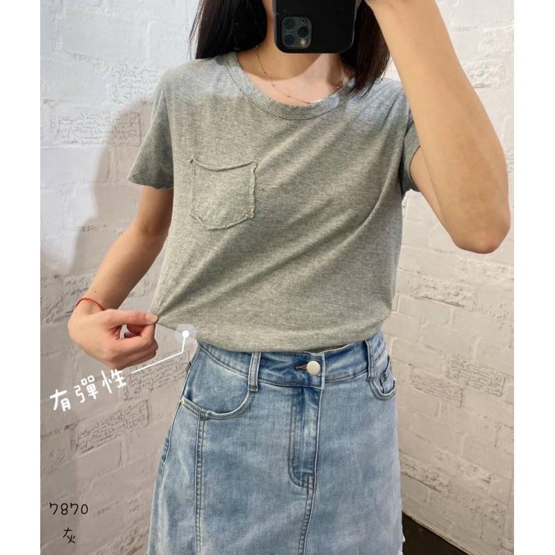 《MIKA米卡服飾》口袋素面棉T 韓版棉T 薄棉T 大學T 竹節棉 涼棉T 休閒棉T 涼感棉T 工作上衣 素T 女裝-細節圖3