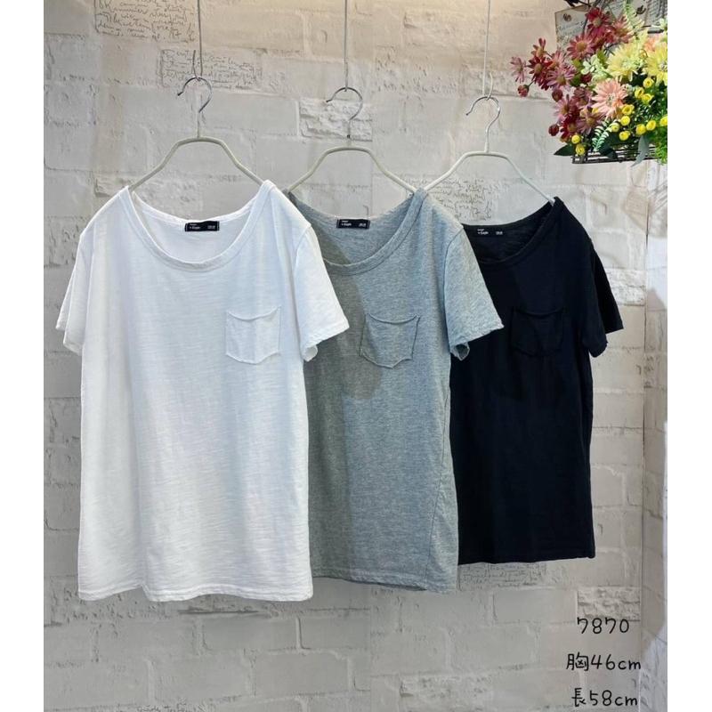 《MIKA米卡服飾》口袋素面棉T 韓版棉T 薄棉T 大學T 竹節棉 涼棉T 休閒棉T 涼感棉T 工作上衣 素T 女裝-細節圖4