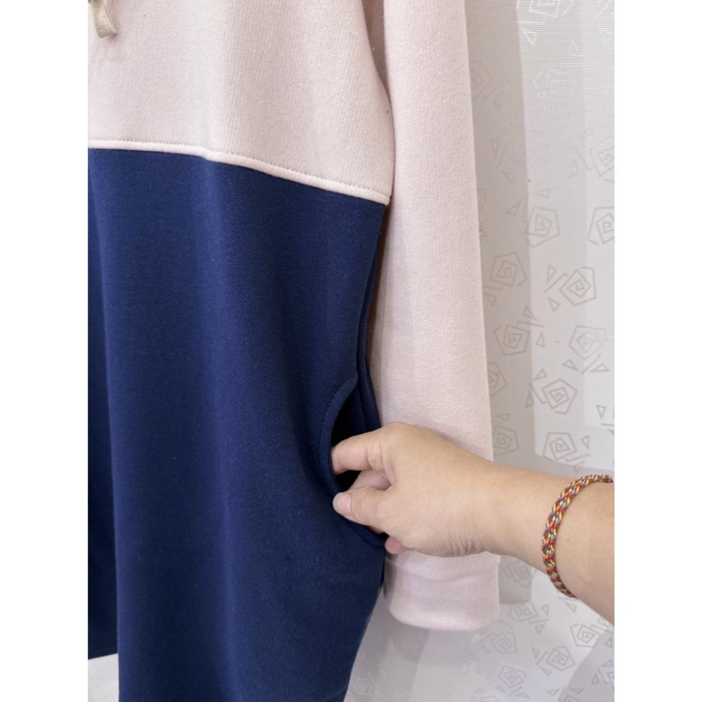 《MIKA米卡服飾》長版刷毛帽T 長版刷毛T 長版T  刷毛 長版棉T 帽T 口袋洋裝 洋裝 長洋 刷毛帽T 女裝-細節圖4