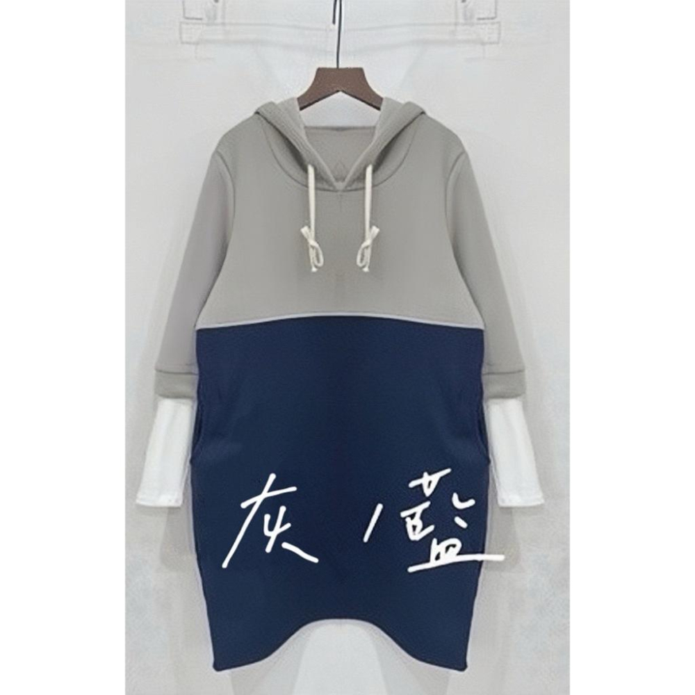 《MIKA米卡服飾》長版刷毛帽T 長版刷毛T 長版T  刷毛 長版棉T 帽T 口袋洋裝 洋裝 長洋 刷毛帽T 女裝-細節圖5