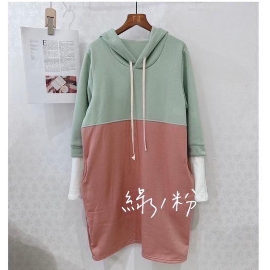 《MIKA米卡服飾》長版刷毛帽T 長版刷毛T 長版T  刷毛 長版棉T 帽T 口袋洋裝 洋裝 長洋 刷毛帽T 女裝-細節圖7