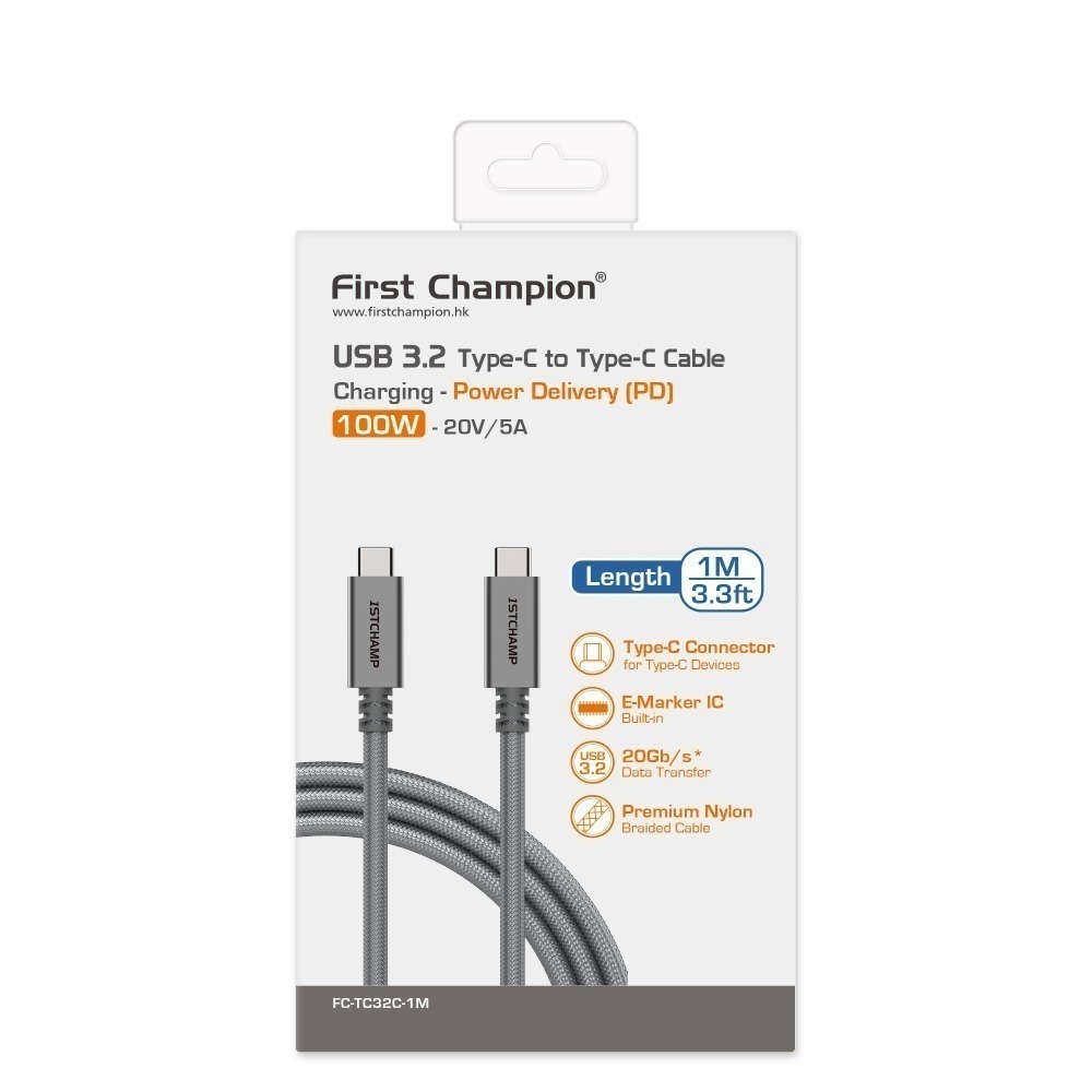 First Champion｜100W USB 3.2 Type-C to Type-C 100cm充電傳輸線 金屬系列-細節圖5