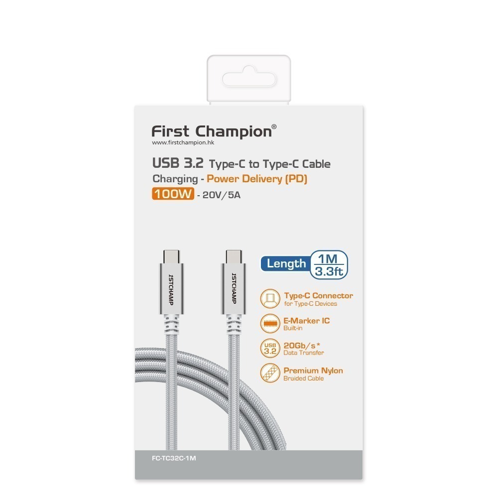 First Champion｜100W USB 3.2 Type-C to Type-C 100cm充電傳輸線 金屬系列-細節圖9