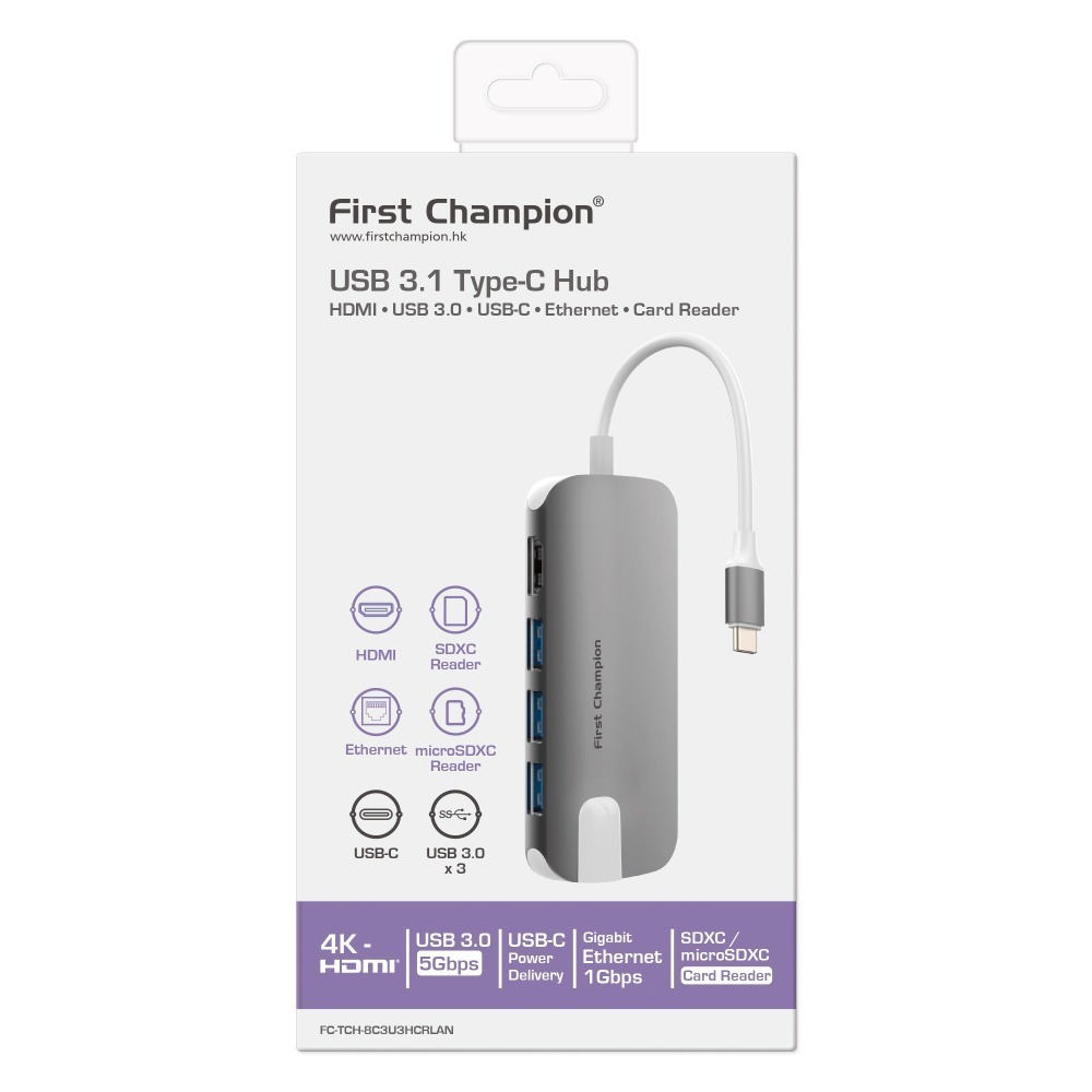 First Champion｜USB Type-C 集線器 (8合1) (with Gigabit Lan) 有網路孔-細節圖2