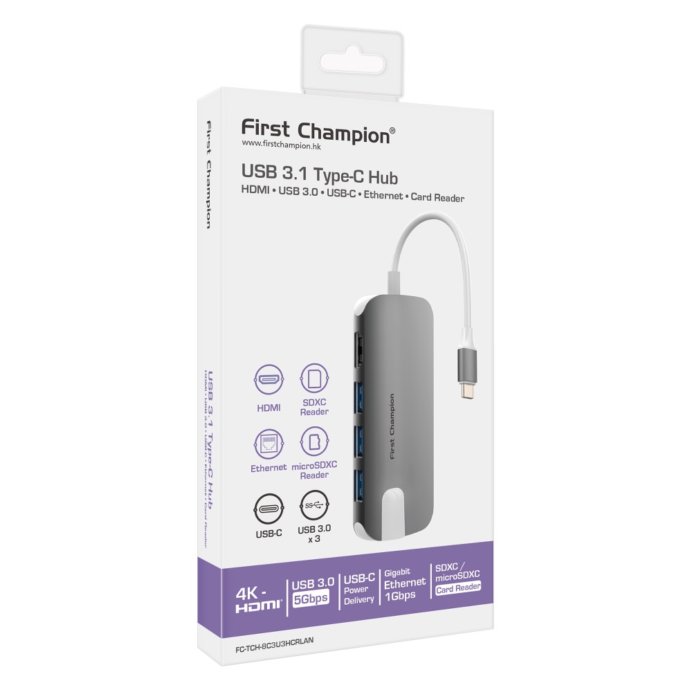 First Champion｜USB Type-C 集線器 (8合1) (with Gigabit Lan) 有網路孔-規格圖7