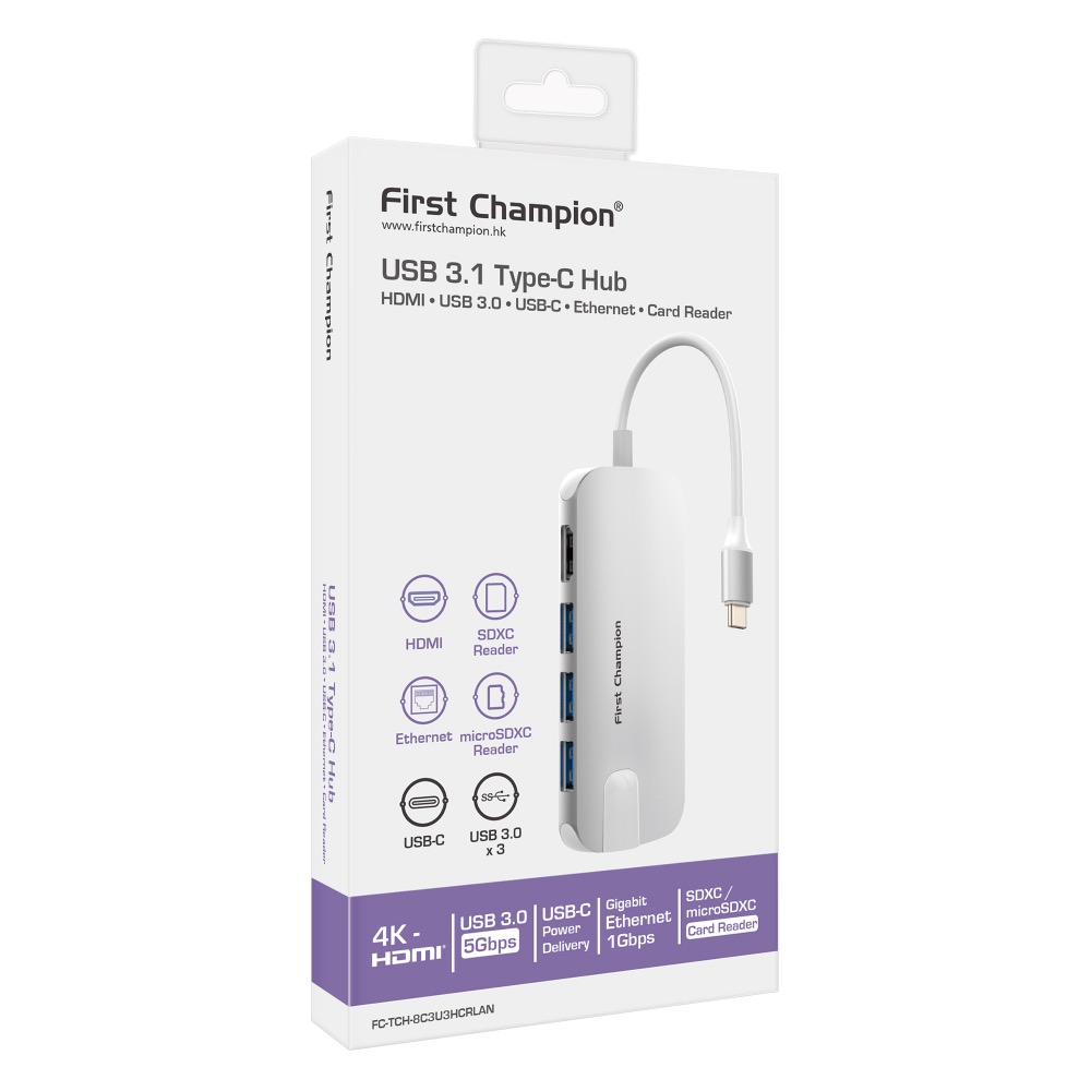 First Champion｜USB Type-C 集線器 (8合1) (with Gigabit Lan) 有網路孔-規格圖7