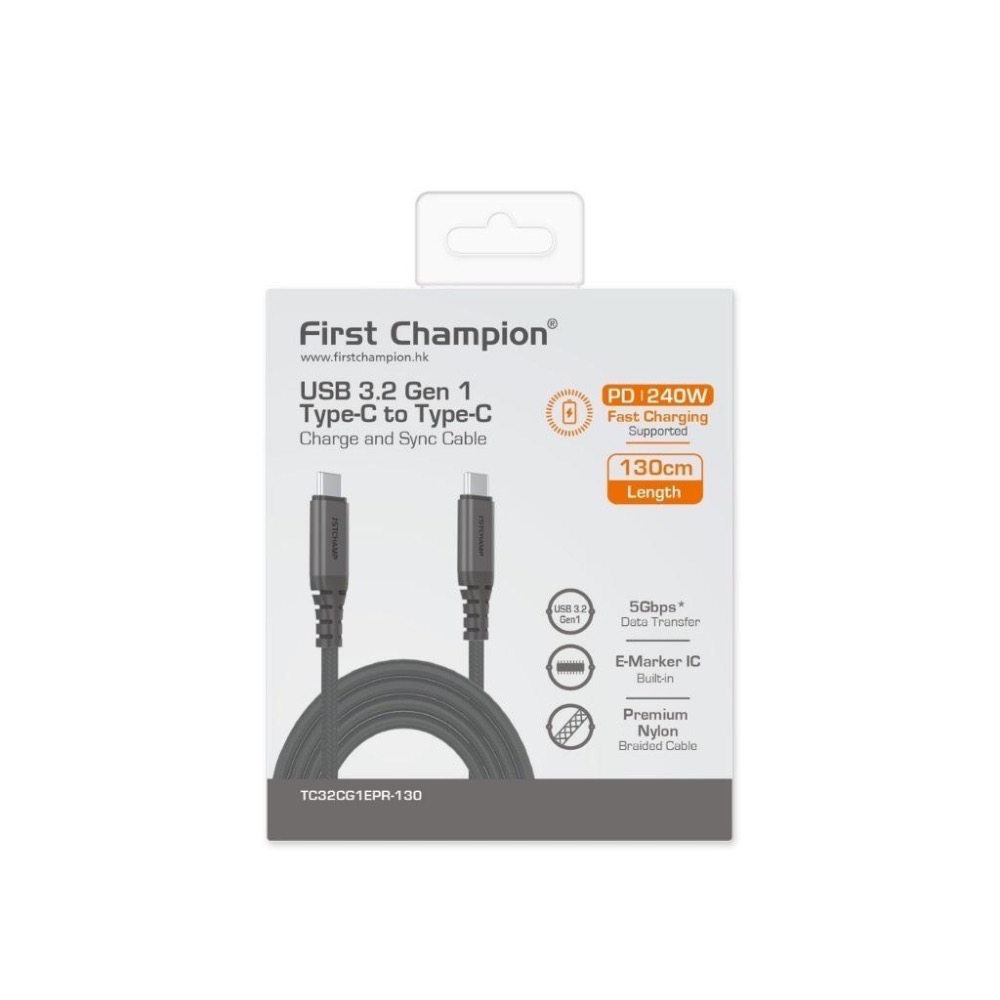 First Champion｜130cm 240W USB 3.2 Type-C to Type-C充電傳輸線-細節圖5