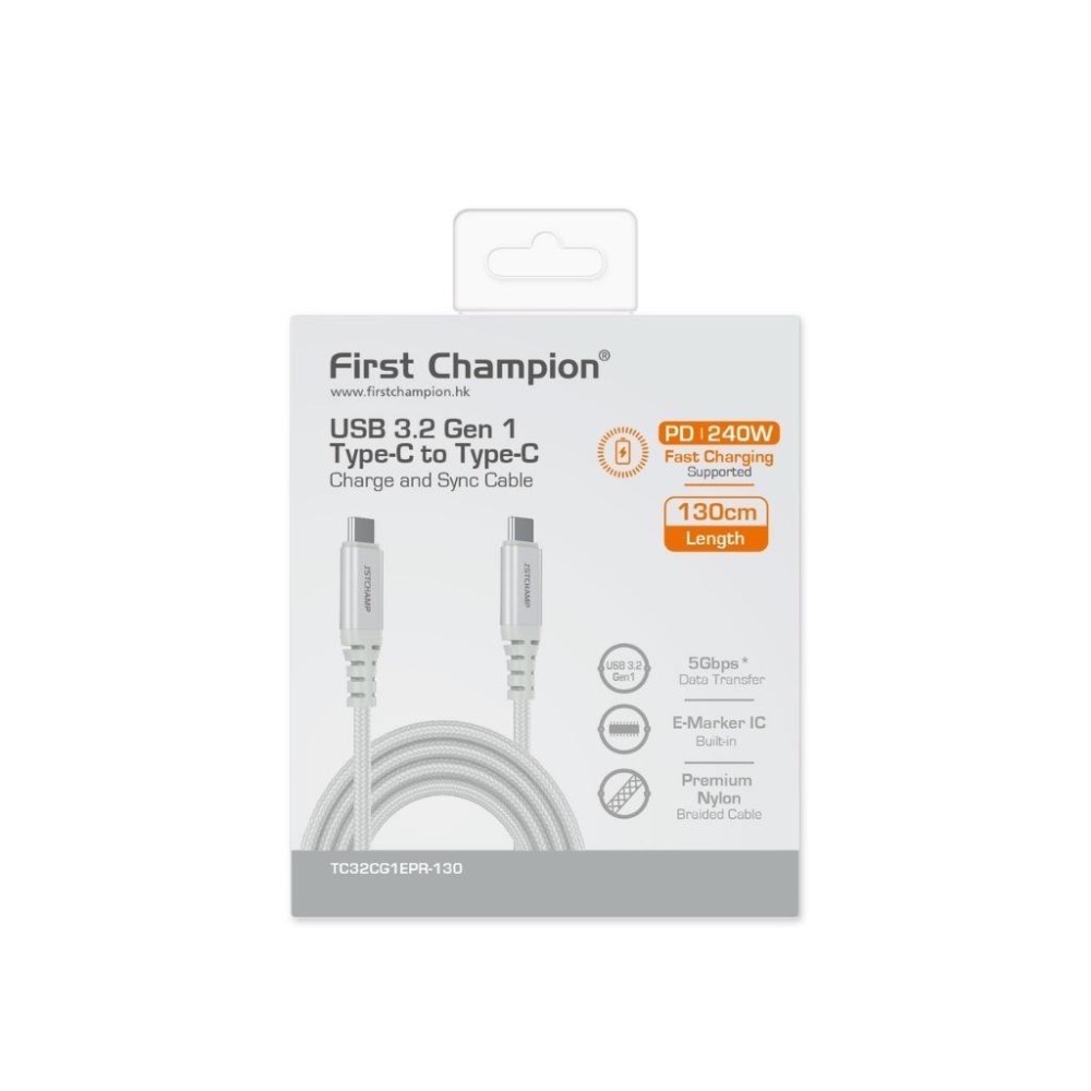 First Champion｜130cm 240W USB 3.2 Type-C to Type-C充電傳輸線-細節圖6
