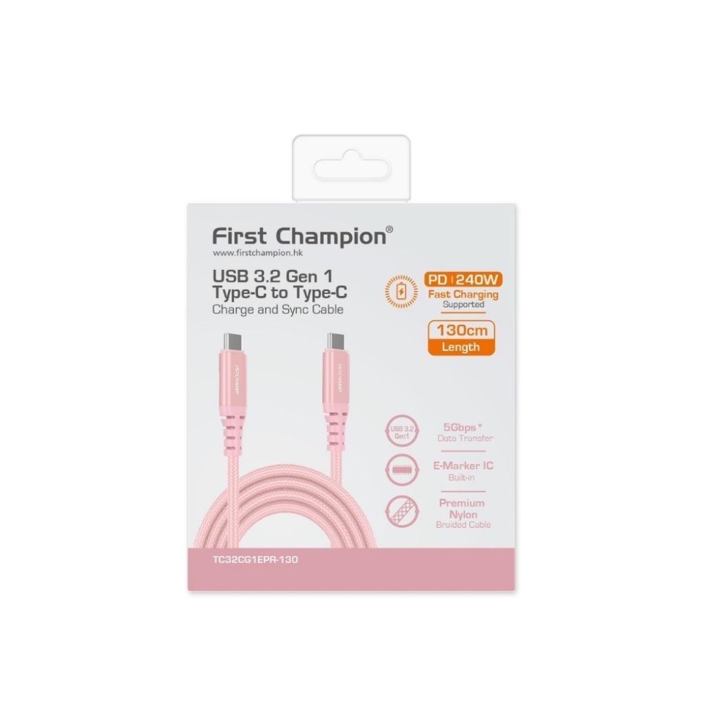 First Champion｜130cm 240W USB 3.2 Type-C to Type-C充電傳輸線-細節圖7
