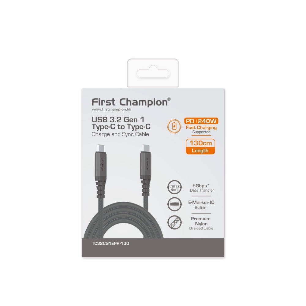 First Champion｜130cm 240W USB 3.2 Type-C to Type-C充電傳輸線-規格圖7