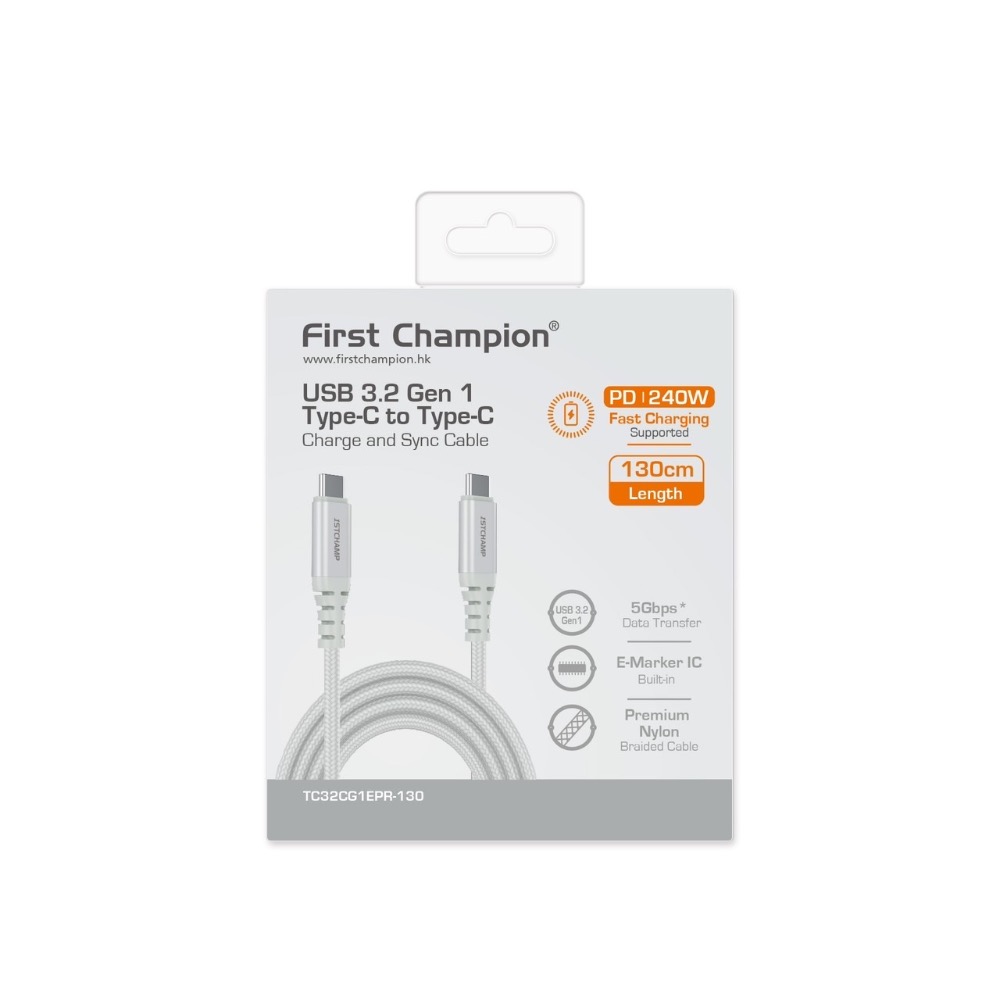 First Champion｜130cm 240W USB 3.2 Type-C to Type-C充電傳輸線-規格圖7