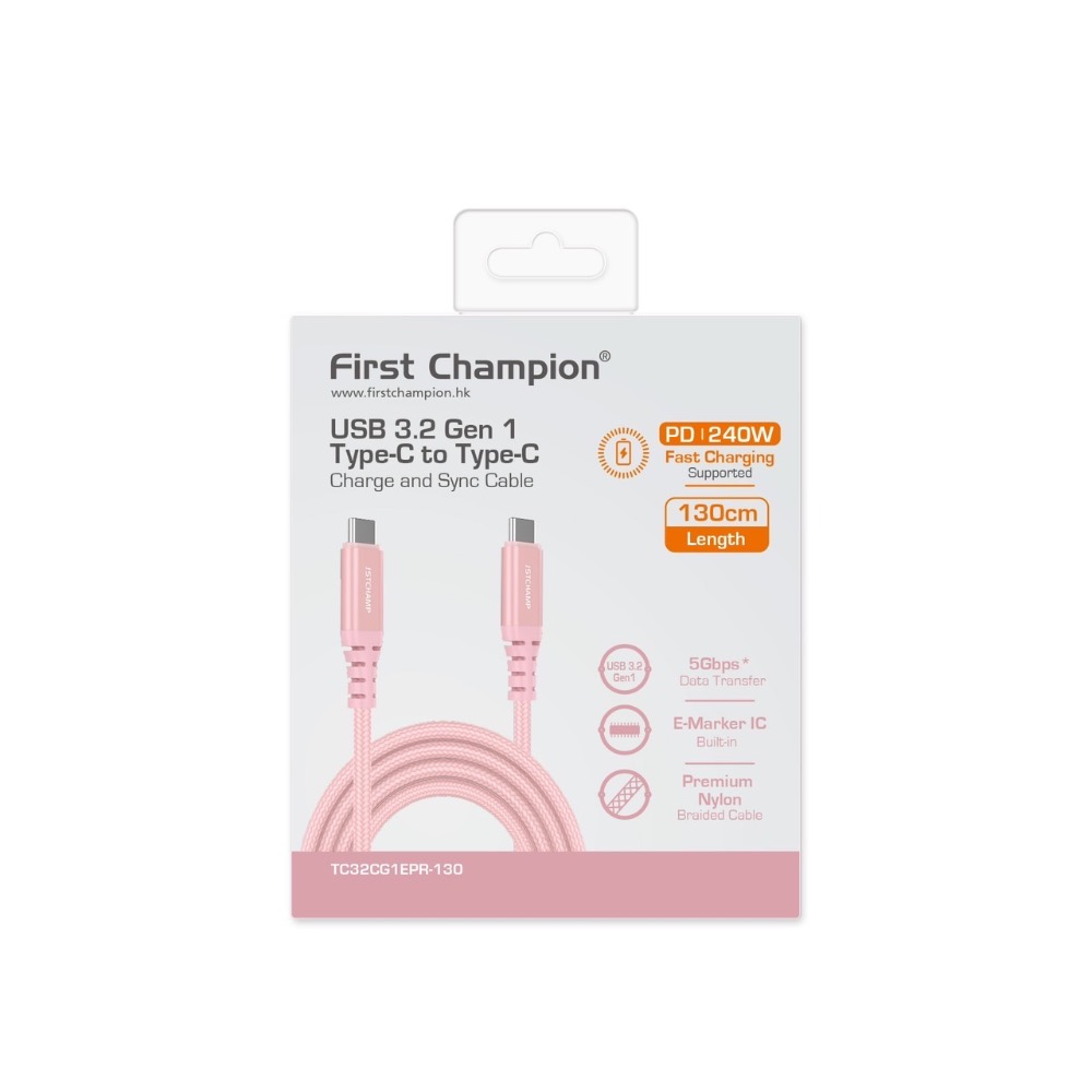 First Champion｜130cm 240W USB 3.2 Type-C to Type-C充電傳輸線-規格圖7