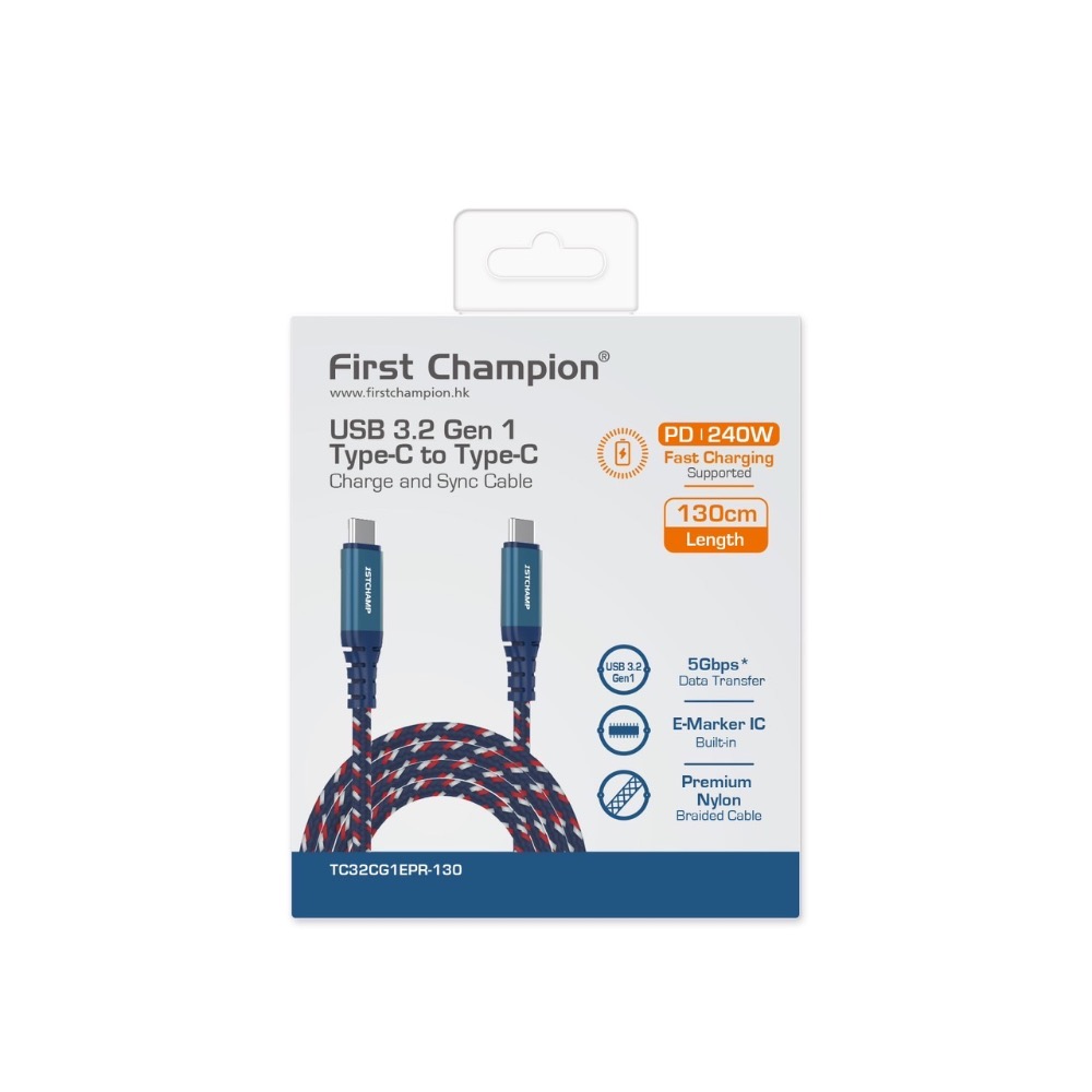 First Champion｜130cm 240W USB 3.2 Type-C to Type-C充電傳輸線-規格圖7