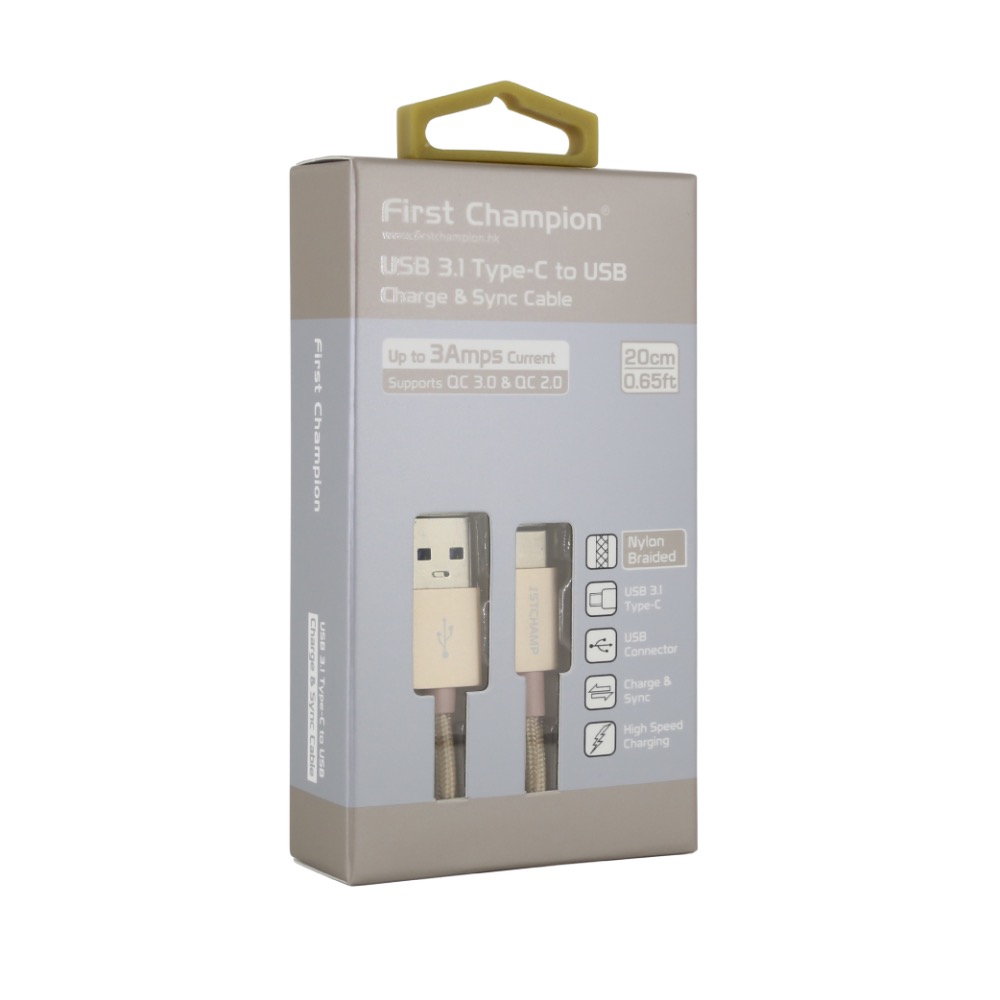 First Champion｜20cm USB 3.1 尼龍編織 Type-C 充電傳輸線 QC3.0-規格圖5
