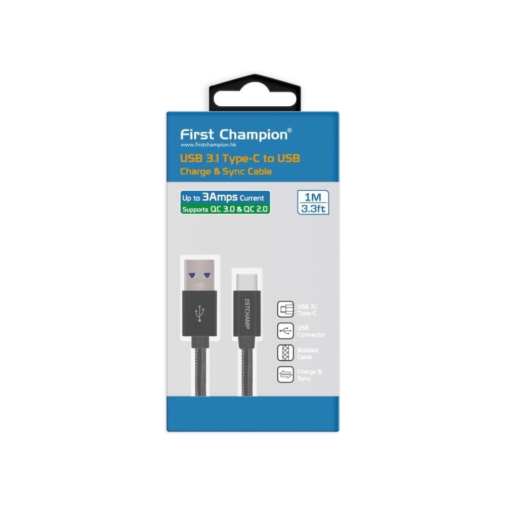 First Champion｜30cm/100cm USB 3.1 網管編織 Type-C 充電傳輸線 快充 QC3.0-細節圖3