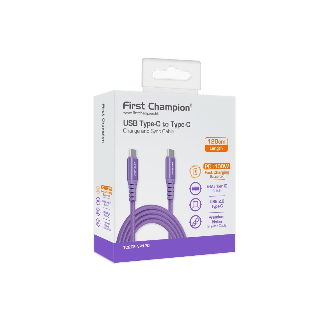 First Champion｜30cm/120cm 100W USB 2.0 Type-C to Type-C充電傳輸線-規格圖7