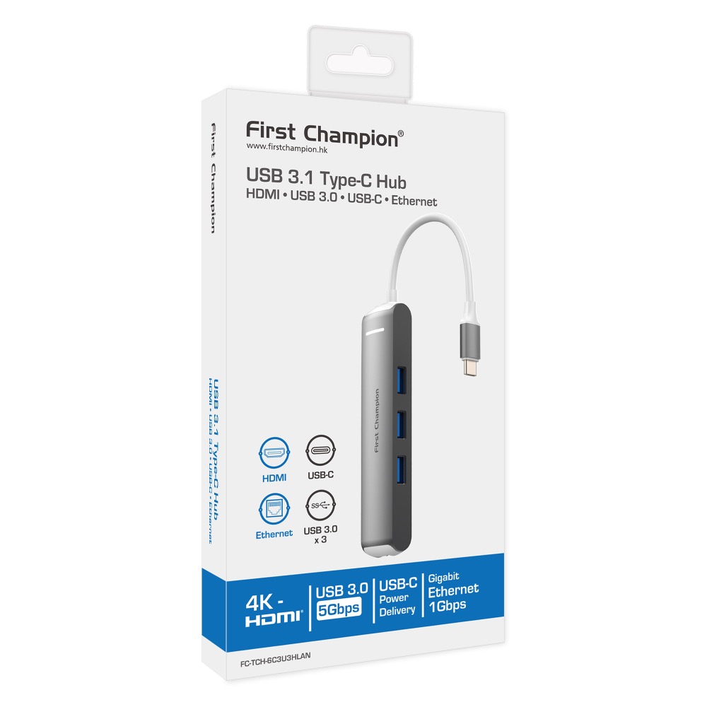 First Champion｜USB Type-C 集線器 - 6合1 (with Gigabit Lan) 有網路孔-規格圖7