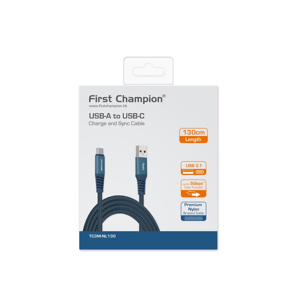 First Champion｜130cm/200cm USB 3.1 尼龍編織 Type-C 充電傳輸線 快充 QC-規格圖4