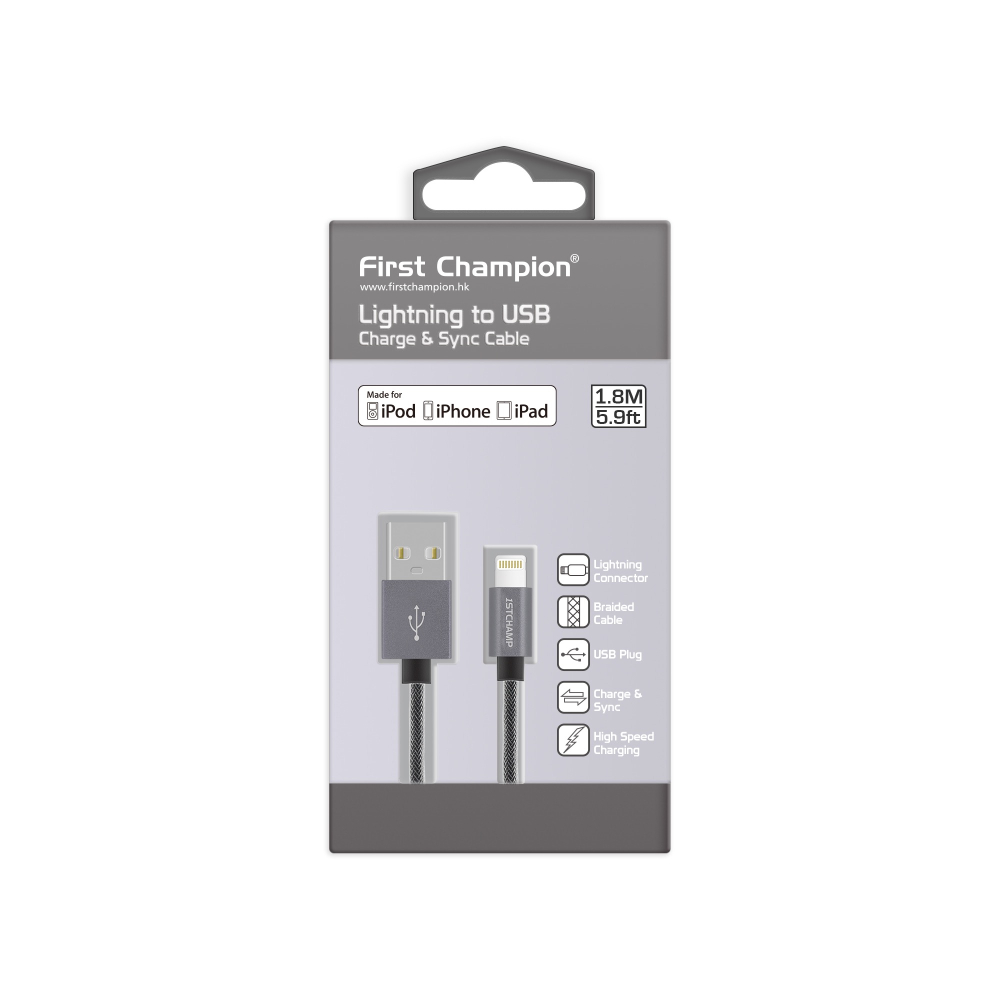 First Champion｜180cm MFi認證 網管編織 iPhone充電傳輸線 Lightning-細節圖5