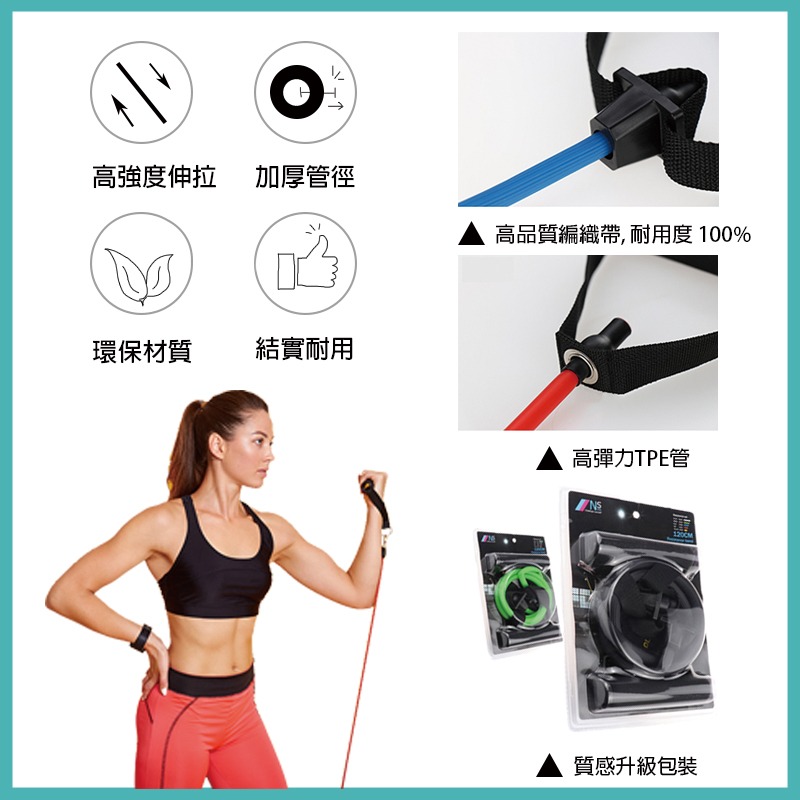 【NORDITION】15磅-高彈性一字拉力繩 ◆ 一字擴胸器 多功能拉力器-細節圖2
