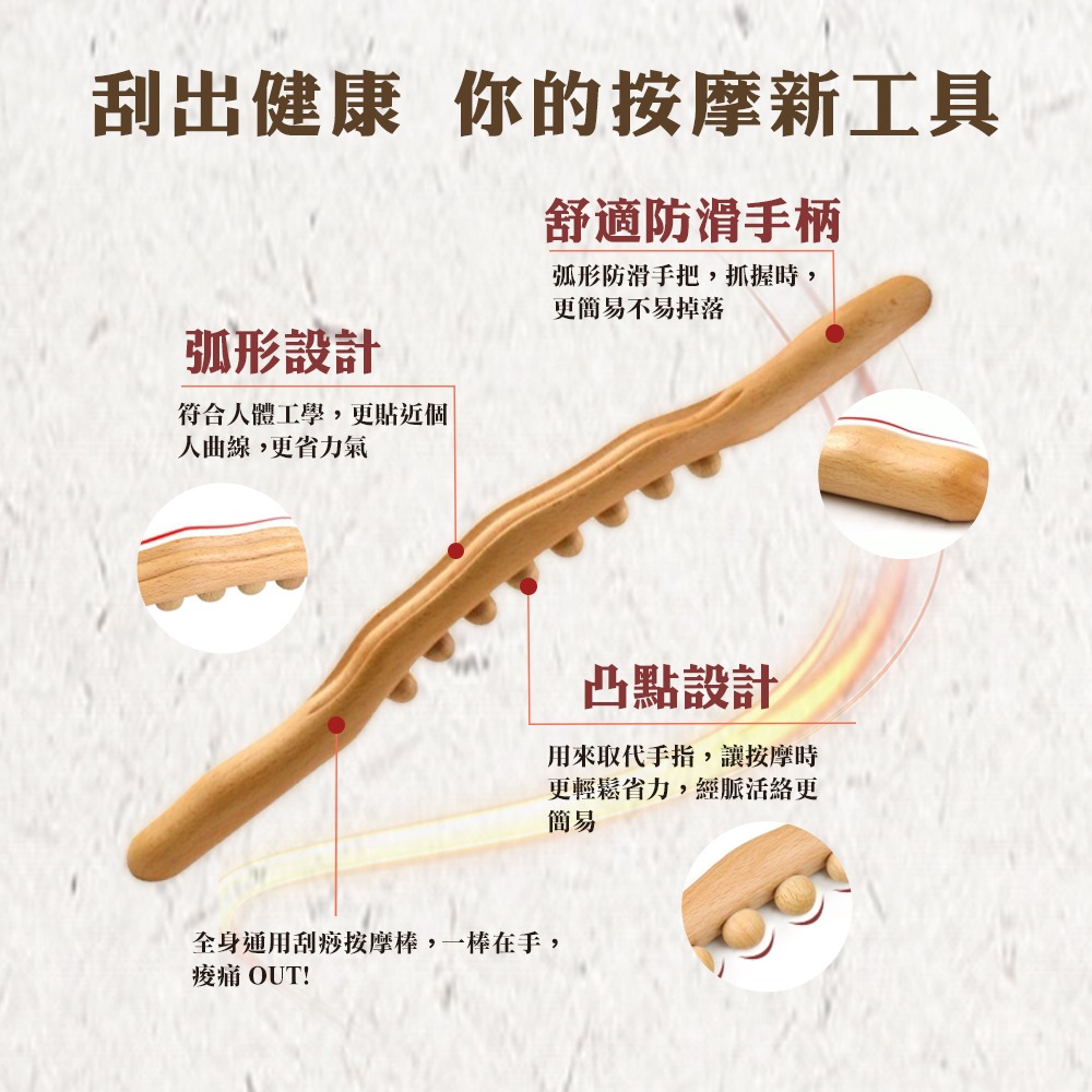 【NORDITION】刮痧按摩棒 ◆開背 背部按摩 點穴撥筋 紓壓-細節圖4