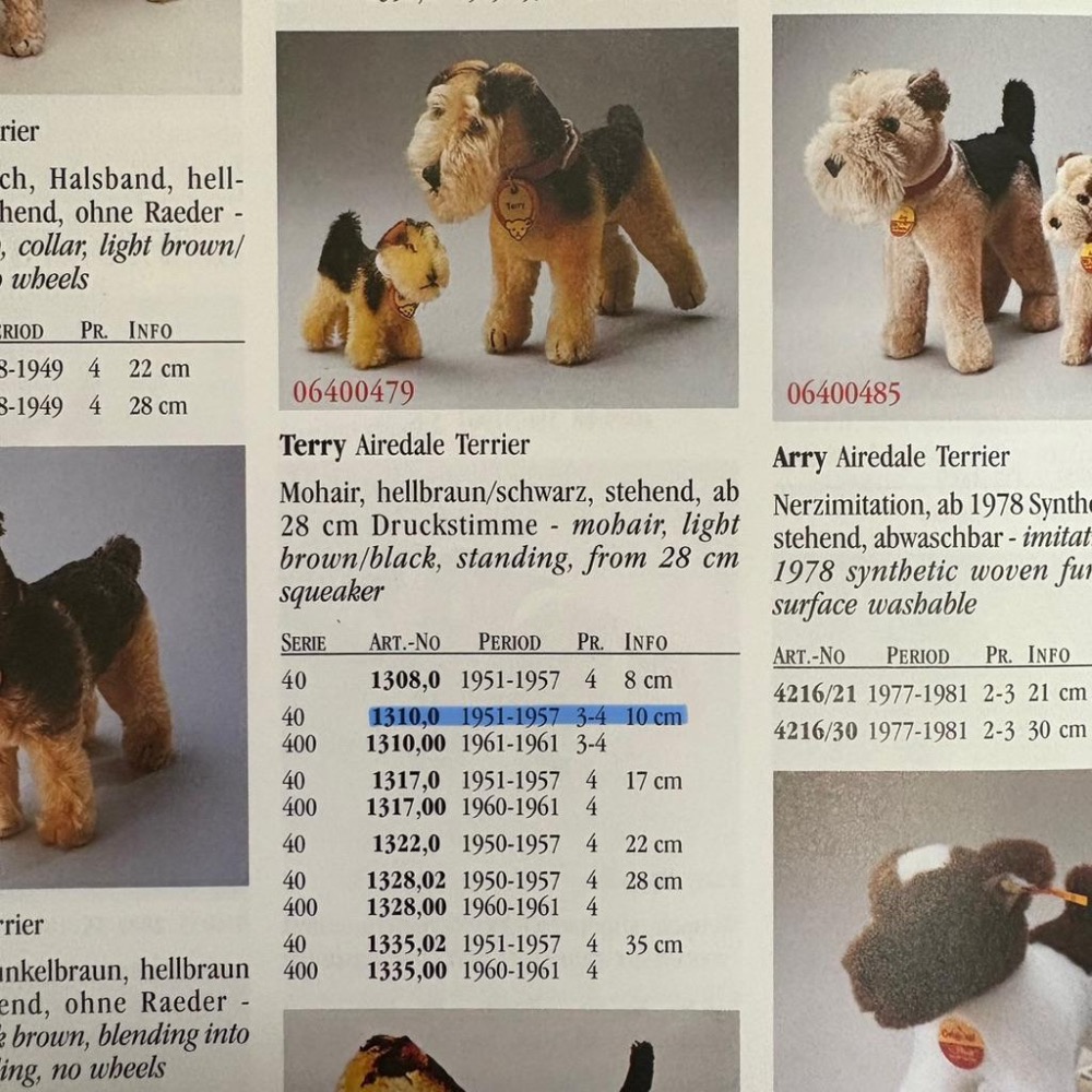 德國 Steiff 1951-1957s 站姿萬能㹴┃復古雜貨 老玩具 金耳扣 泰迪熊配件 小布 BJD 絨毛玩具 娃娃-細節圖8