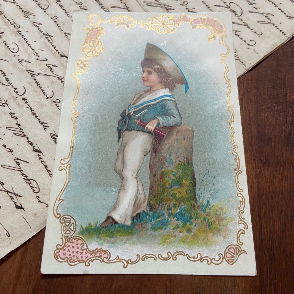 美國 1902-1906s 古董剪貼卡 男孩款┃美國古董 手帳素材 手作素材 拼貼素材 古董紙品 復古紙品 拍照小物-規格圖5