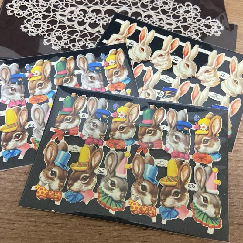 ━ 英國 兔子模切裝飾紙藝 單片 ━ 復古紙藝 手帳素材 手作素材 拼貼素材 古董紙品 復古紙品 歐洲古董 拍照小物-細節圖4