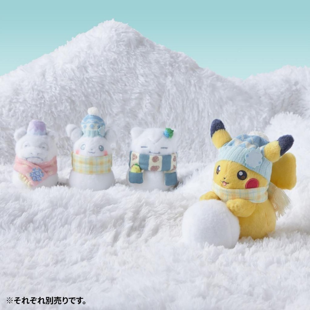 ➡️現貨⬅️ 日本寶可夢中心 雪人皮卡丘 推雪球 皮卡丘 卡比獸 呆呆獸 2025 聖誕 禮物 玩雪皮卡丘-細節圖2